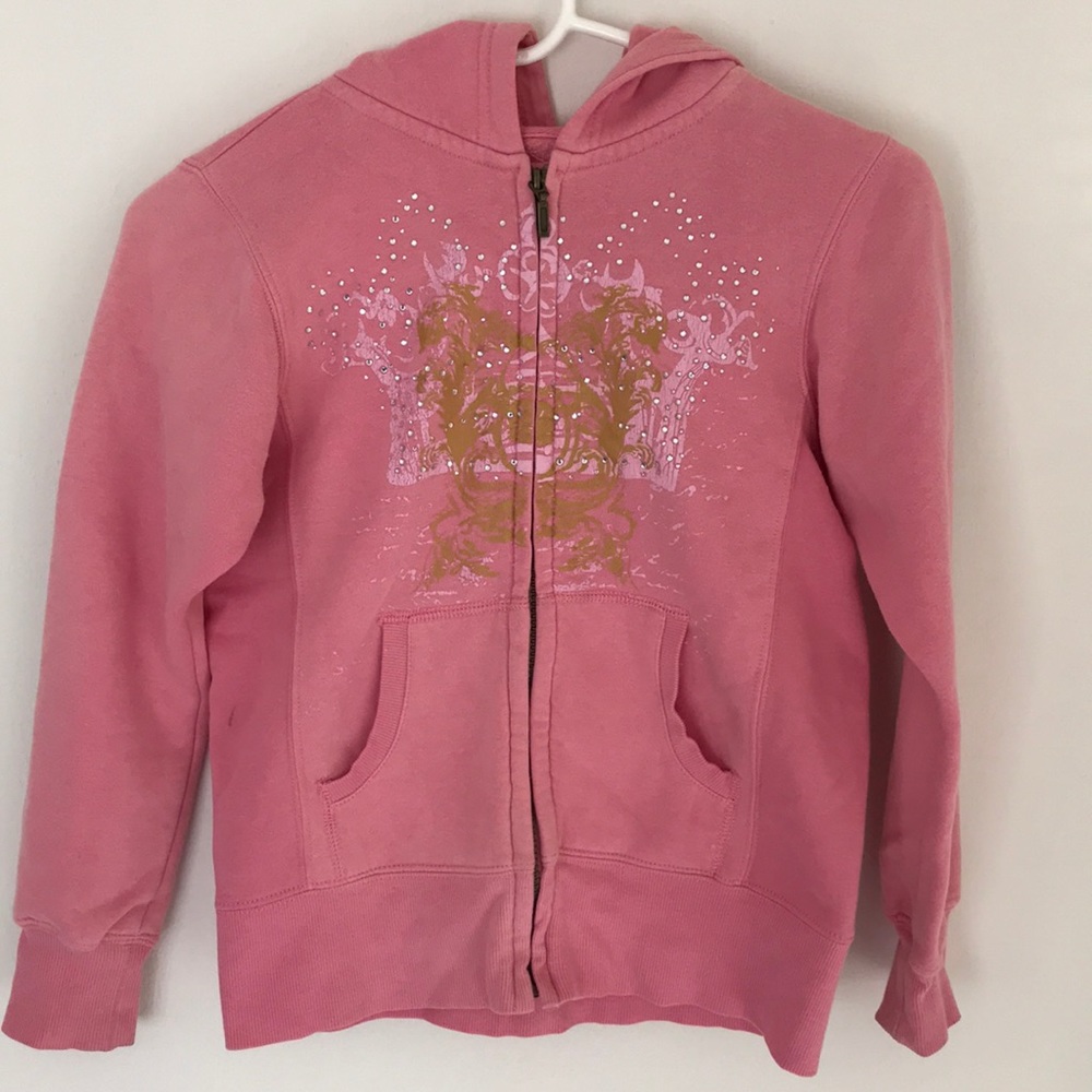 Arizona Jean Company Girl's Full-Zip Pink Hoodie Size M (10/12)